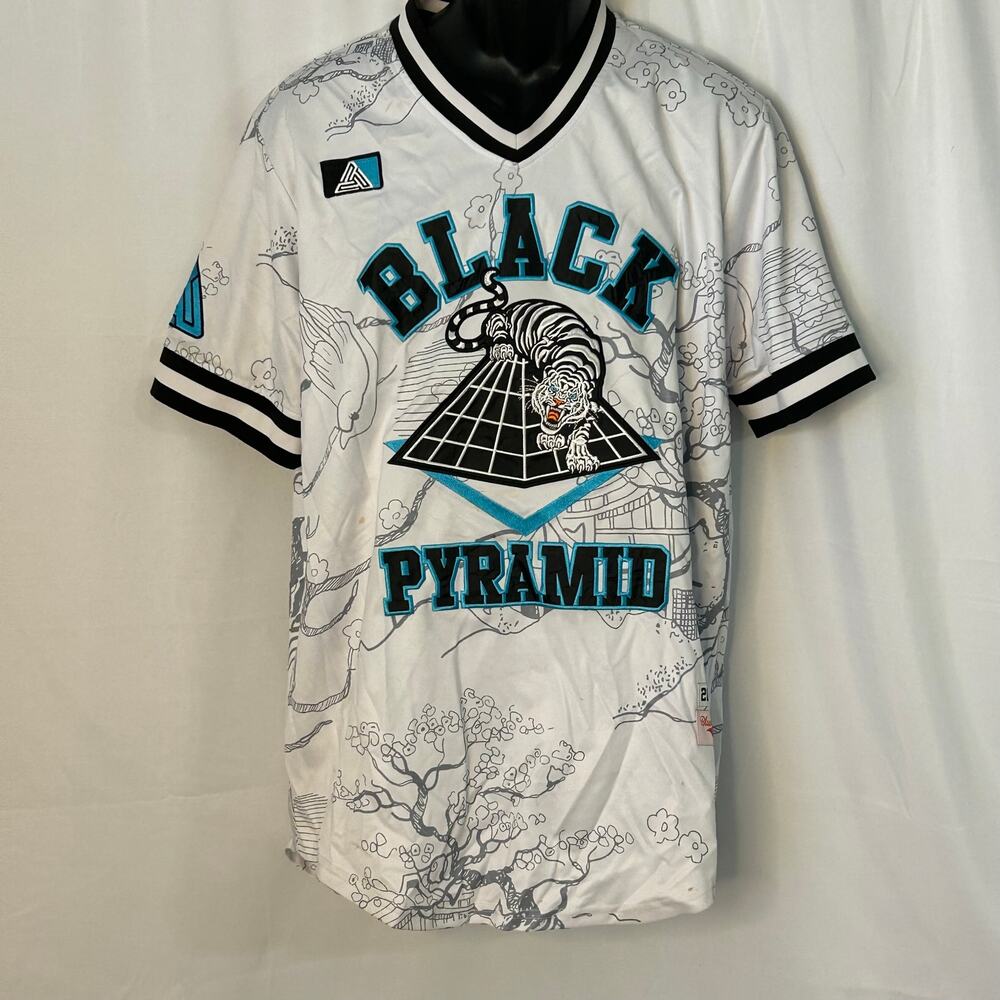 Black Pyramid Tiger Pyramid Baseball Jersey White All Over Print XL streetwear